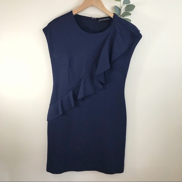 Banana Republic Dresses & Skirts - Banana Republic Navy Ruffle Fitted Career Dress